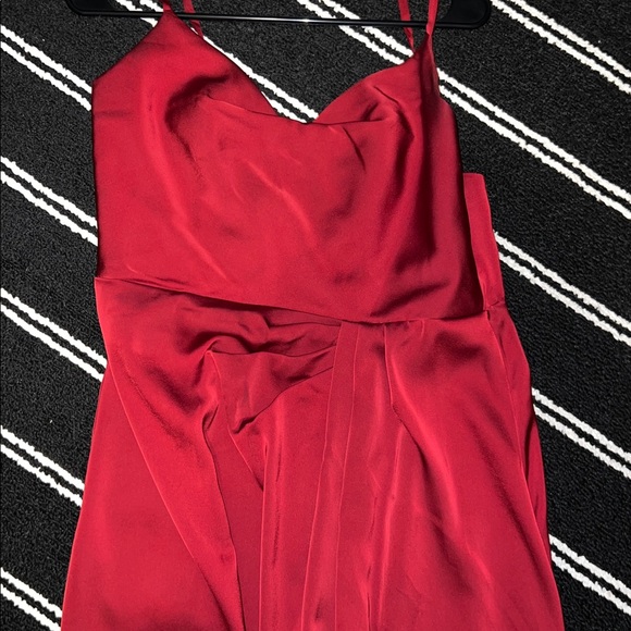 AZAZIE BRIELLE Pomegranate A-Line Cowl Spaghetti Straps Stretch Satin Dress - Picture 4 of 8